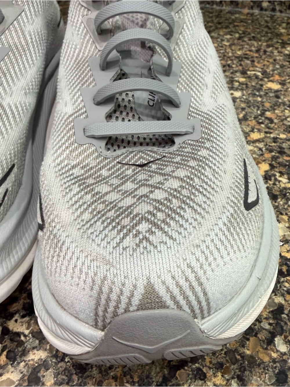 Hoka White and Light Gray Performance Running Shoes Mens 9.5 - Picture 7 of 11